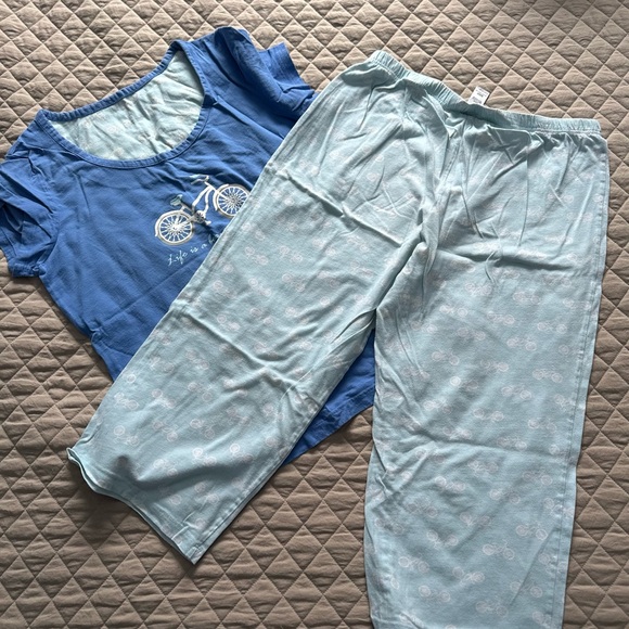 George Blue Bicycle Print Women's Pajama Set - Picture 5 of 8